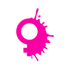 Icono plano símbolo femenino con salpicadura en color rosa - obrazy, fototapety, plakaty