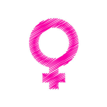Icono plano símbolo femenino con garabato en color rosa