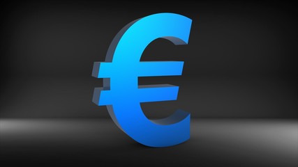 Blue Euro Icon 3d Rendering