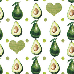 Watercolor avocado pattern