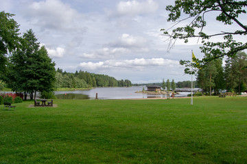 Landscape of a lake in Kuopio full of nature and green colors