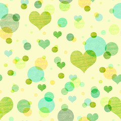 Watercolor cute pattern with hearts