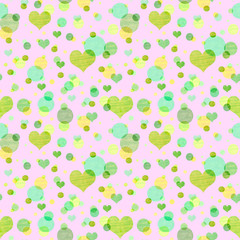 Watercolor cute pattern with hearts