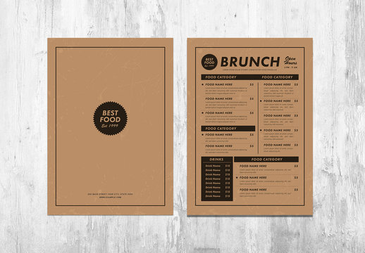 Menus with Kraft Background Layout