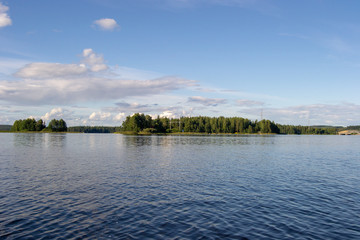 Sunset view from Kuopio Lakes at summer