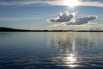Sunset view from Kuopio Lakes at summer