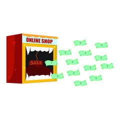 Illustration with the concept of today's phenomenon about the shopping habits at the Online shop