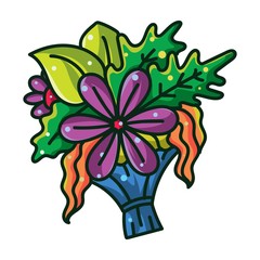 Colourful Illustration of a bouquet of flowers and plants