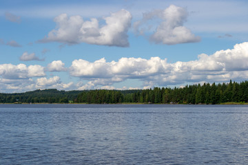 Landscape of the lakes in Kuopio Finland at sunny day summer