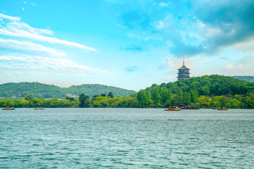 The Beautiful Landscape of West Lake in Hangzhou..