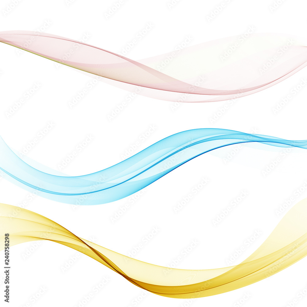 Poster smooth clear beautiful waves set.wave abstract background.