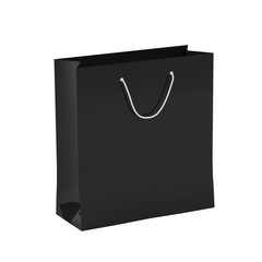 Black shopping bag, mocap for design, isolated on white background. 3d render, 3d illustration