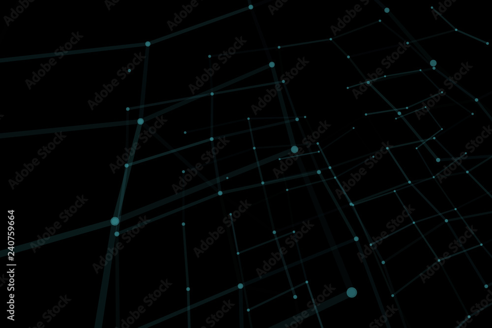 Poster blockchain technology concept. big data visualization. 3d illustration. distributed register technol