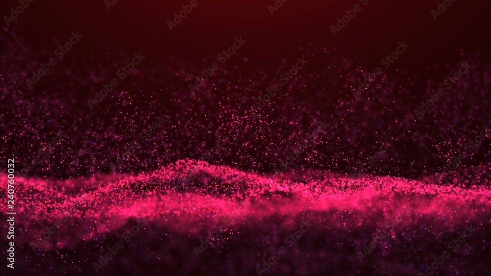 Poster wave glow. wave of particles. wave 3d. 3d rendering. futuristic green dots background with a dynamic