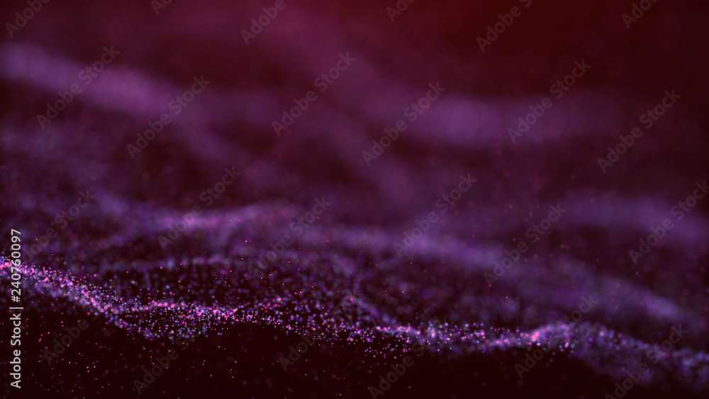 Poster wave glow. wave of particles. wave 3d. 3d rendering. futuristic green dots background with a dynamic