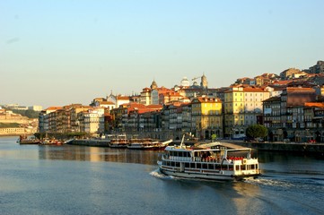 Douro river and traditional boats in Oporto, Portugal