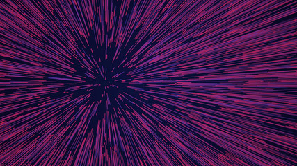 Abstract speed background. Centric motion of star trails. 3D rendering. Starburst dynamic lines or...