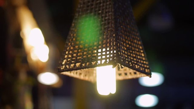 Close up view on lamps in front bar.