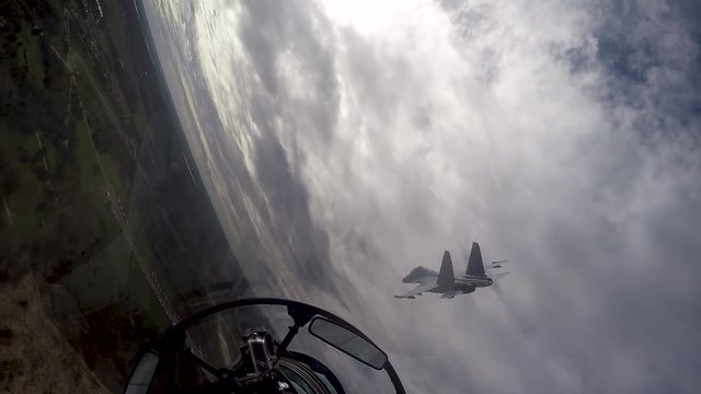 Two fighters in a turn