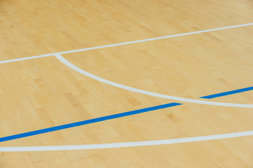 wooden floor volleyball, basketball, badminton, futsal, handball court with light effect Wooden...
