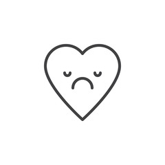 Disappointed Face emoticon outline icon. linear style sign for mobile concept and web design. Sad heart face character emoji line vector icon. Symbol, logo illustration. Pixel perfect vector graphics