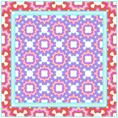 Abstract Colored Geometric Pattern. Ornament With Decorative Frame, Border. Vector Illustration. Line Art, Lace, Background.