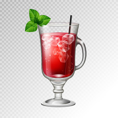 Realistic cocktail bloody mary glass vector illustration on transparent background