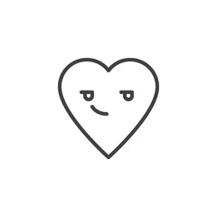 Smirking Face emoticon outline icon. linear style sign for mobile concept and web design. Smirking heart face character emoji line vector icon. Symbol logo illustration. Pixel perfect vector graphics