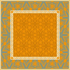 Decorative ornament with geometric decoration. symmetric pattern . For print Bandanna, shawl, tablecloth, fabric fashion, scarf, design.