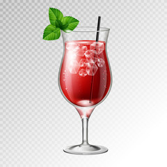 Realistic cocktail bloody mary glass vector illustration on transparent background