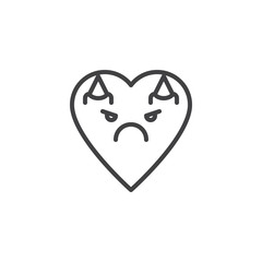 Angry Face With Horns emoticon outline icon. linear style sign for mobile concept and web design. Devil heart face character emoji line vector icon. Symbol, logo illustration. Pixel perfect vector 