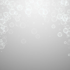Random soap bubbles abstract background. Blowing b
