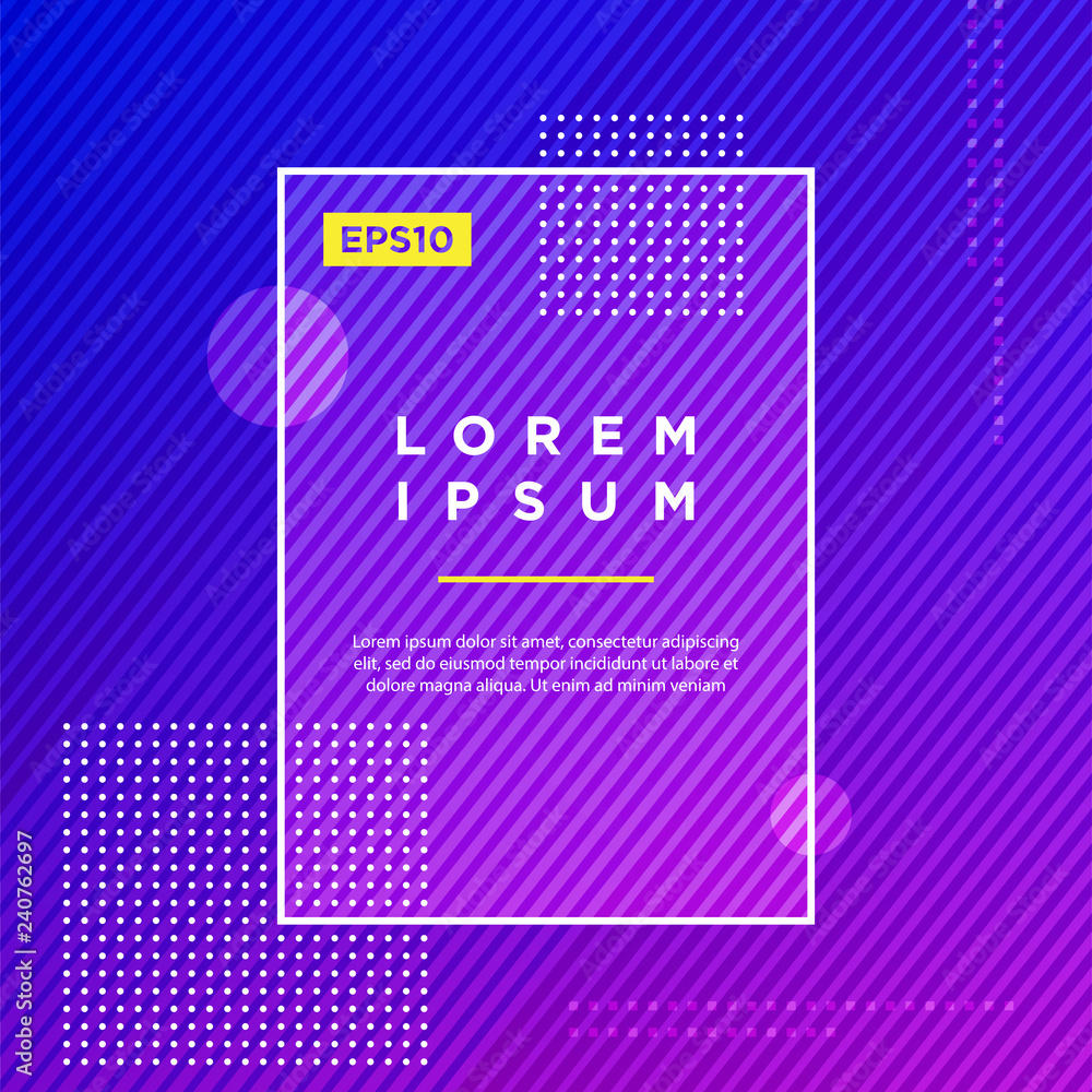 Poster abstract minimal geometric vector multicolored background with dots and strip lines. dynamic shapes 