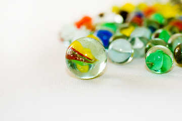 Vintage glass marbles up close