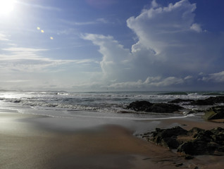 The beach at the unspoilt coast of Ghana Axim.
