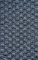 Dark grey knitting wool texture background. Knitting or knitted background close up view