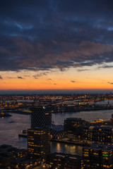 Night cityscape of Rotterdam