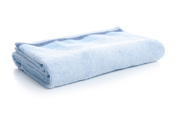 Blue towel soft on white background isolation