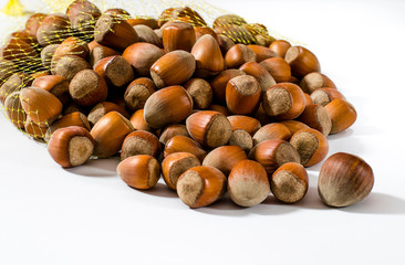 Hazelnuts. Food background, photo wallpaper. Nut macro.