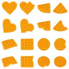 Vector icon illustration logo for set various sweet waffles