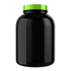 Black Protein Bottle with Green Cap