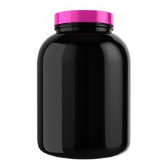 Black Protein Bottle with Pink Cap