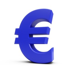 3D Rendering Blue Euro Sign isolated on white background