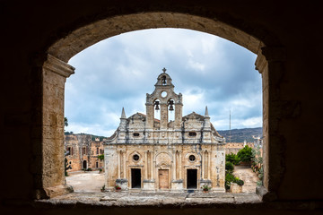 Fototapeta premium Inner yard of Arkadi Monastery, Crete, Greece