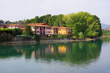 Fototapeta na wymiar Sarnico Resort on the shore of Iseo Lake, Italy, Europe