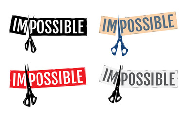 Scissors cut the word "impossible"