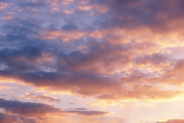 Naklejka na ściany i meble pink clouds at sunset, evening sky, beautiful background