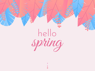 Leaves in a flat style. Vector background