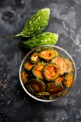 Fototapeta na wymiar Karela Achar / Bitter Gourd Pickle, popular Indian recipe