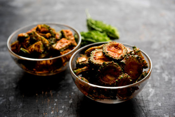 Karela Achar / Bitter Gourd Pickle, popular Indian recipe